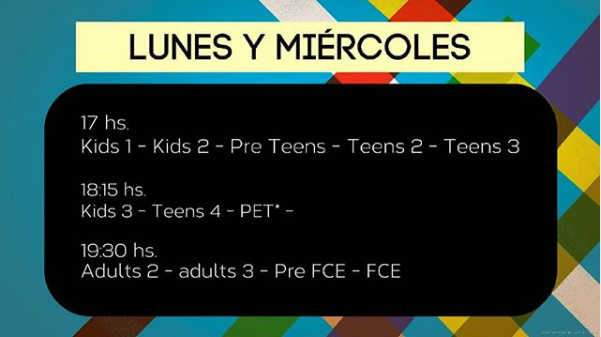 Clases lunes y miercoles